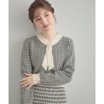 ショッピングブローチ Couture Brooch / クチュールブローチ 【クラシカル・大人レディ】千鳥ジャカードパール調タイニットトップス