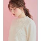 ショッピングブローチ Couture Brooch / クチュールブローチ 【きれいめ】パール調デザイン アラン柄ニット