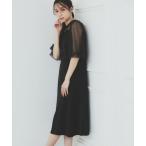 index / インデックス ドットチュールスリーブドッキングワンピース【洗濯機洗い可】