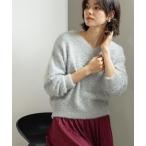 ショッピングスパンコール OPAQUE.CLIP / オペーク ドット クリップ スパンコールフェザーVネックニット【洗濯機OK】