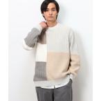 ショッピングCOMME COMME CA ISM / コムサイズム パッチワーク風 クルーネックニット
