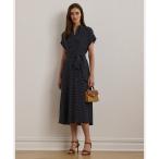 LAUREN RALPH LAUREN / ローレン ラルフ ローレン ポルカドット ベルテッド クレープ ドレス