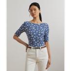 LAUREN RALPH LAUREN / ローレン ラルフ ローレン フローラル ストレッチ コットン ボートネック Tシャツ