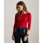 LAUREN RALPH LAUREN / ローレン ラルフ ローレン リブニット コットンブレンド ボートネック Tシャツ