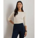 LAUREN RALPH LAUREN / ローレン ラルフ ローレン リブニット コットンブレンド ボートネック Tシャツ