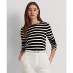 LAUREN RALPH LAUREN / ローレン ラルフ ローレン ストライプド コットン ロングスリーブ Tシャツ