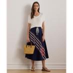 LAUREN RALPH LAUREN / ローレン ラルフ ローレン ローププリント ツイル レースアップ ミディ スカート