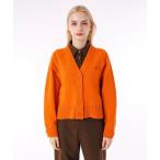 LACOSTE / ラコステ 編地切り替えニット クロップド丈 ショートカーディガン