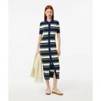 LACOSTE / ラコステ ポロカラーリブニットボーダーシャツドレス