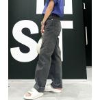 LACOSTE / ラコステ オーガニックコットンガーメントダイ ルーズフィット ストレートデニムパンツ