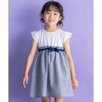 BeBe Petits Pois Vert / ベベ プチ ポワ ヴェール 千鳥チェック柄ドッキングワンピース(95~150cm)