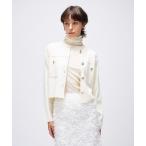 ショッピングボタン cloenc / クロエンス 【手洗い可】ゴールドボタンノーカラーニットカーディガン