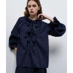 LANVIN en Bleu / ランバン オン ブルー コットンサテンフロントリボンブラウス