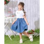 ショッピングメゾピアノ mezzo piano / メゾピアノ 裾スカラップ半袖Tシャツ＆イチゴキャミワンピースセット