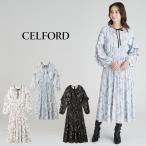 セルフォード ボタニカルレタープリントワンピース cwfo261036 レディース 花柄 ロングワンピース プリーツ フレア CELFORD