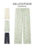 ジェラートピケ オム sleeping cat 総柄ロングパンツ pmcp254954 メンズ ルームウェア パジャマ 猫柄 GELATO PIQUE HOMME