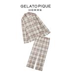 ジェラートピケ オム HOMME トレンドチェック柄シャツ&ロングパンツセット pmft254997set pmfp254998 メンズ パジャマ GELATO PIQUE