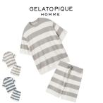 ジェラートピケ オム スムーズィーlite2ボーダープルオーバー&ハーフパンツセット pmnt252901set pmnp252902 GELATO PIQUE HOMME