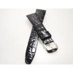 Grand　Seiko【グランドセイコー】尾錠付き　SEIKO純正ワニ革時計ベルト　19ミリ　ブラック光沢あり