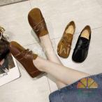 モカシン レディース フラットシューズ 森ガール ローファー 秋新作 パンプス フラット底 ラウンドトゥ エスニック風 楽チン 靴 レトロ 婦人靴