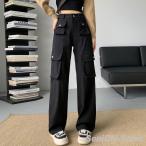 サルエルパンツ レディース デニムパンツ テーパードパンツ 九分丈 ゆったり カーゴパンツ ウエストゴム カジュアルパンツ 9分丈パンツ ジーンズ Ｇパン