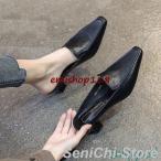 ミュールサンダル レディース ヒール 厚底 痛くない パンプス かかとなし 歩きやすい サンダル スクエアトゥ 黒 ローヒール 安定感 レディースミュール