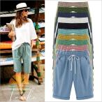 ショッピングハーフパンツ レディース ハーフパンツ レディース 短パン 半ズボン 無地 5分丈 薄手 体型カバー カジュアル ゆったり 多色展開 大きいサイズあり 黒 白 春 夏 秋