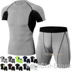 上下セット 加圧シャツ タイツ コンプレッションウェア トレーニング ランニングウエア アンダーシャツ サポートアンダーウェア メンズ