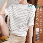 ブラウス レディース 半袖 シャツ 春 夏 プルオーバー ラウンドネック ストライプ柄 ゆったり 通勤 母の日 涼しい シフォン 上品 体型カバー
