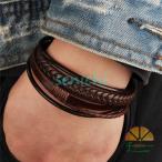 ブレスレッド メンズ 夏 PU 合金 磁性 アクセサリー アクセ フェイクレザー 編み込み オシャレ カジュアル 小物 手作り 重ね着風