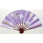 舞扇子 日本舞踊、踊り用 29cm 紫、桜ちらし タメ塗骨 京扇子 箱付き