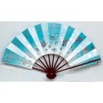 ショッピング扇子 舞扇子 日本舞踊、踊り用 29cm 水色、銀ホロ箔 タメ塗骨 京扇子 箱付き