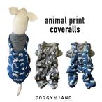 【在庫限り! クリアランスセール50%OFF!! 】犬服 ドッグウェア 送料無料 アニマル カバーオール 裏起毛 ポケット ツナギ オーバーオール風 前ボタン 秋 冬
