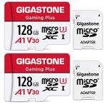 Gigastone マイクロsdカード 128GB 2個セット， 2 SDアダプタ付き 2 ミニ収納ケース付き， 4K UHD動画 100MB/S 高