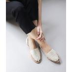 【送料無料】 サンダル レディース 編み込み メッシュ グルカサンダル ローヒール フラット