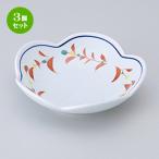 3個セット松花堂和食器/赤絵花つなぎ梅型皿寸法：10.9x2.7cm