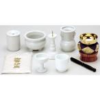 後飾り 7具足後飾りセット [3寸太蝋燭立、3寸香炉、3寸仏花、中仏器、1.7寸湯呑、マッチ消し、2.3寸リンセット、灰] 仏具 神具 供養 お墓 仏壇 お盆 お彼岸