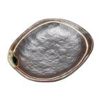 鉄釉一珍ライン小判小皿[10.2×...