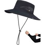 サファリハット 帽子 メンズ ハット 大きいサイズ 2way UVカット 夏 撥水 メッシュ 折り畳み あご紐 男女兼用 アウトドア 釣り