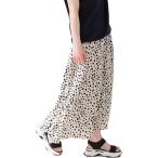 ダルメシアン スカート フレアスカート ロングスカート ウエストゴム きれいめ ポケット付き 大人可愛い ふんわり(アイボリー,  L)