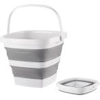 折りたたみバケツ 折り畳み ソフトバケツ 昇級版 釣り 洗車 園芸 アウトドア 掃除 四角 MDM(オフホワイト,  10L)