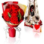 のプレゼント ソープフラワー ギフト 造花 プリザーブドフラワー バラ シルクスカーフ付き メッセージカード付き 赤い MDM( 赤い造花)