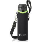 水筒カバー 500ml ショルダーストラップ 付き(ブラック/グリーン)