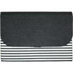 母子手帳ケース ジャバラ式 大きめ 大容量 ブラックデニム ボーダー柄 マルチケース ファスナーポケット( デニムxボーダー)