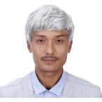 男性 ウィッグ アジャスター付き フルウィッグ ダンディ メンズ 中高年 かつら 軽量 医療用 白髪 銀髪 ウィッグネット付き(グレー)