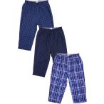 ステテコ メンズ カジュアル 7分丈 綿100％ 前あき 春 夏 インナー パンツ(楊柳チェック柄　ランダム3枚セット,  3L)