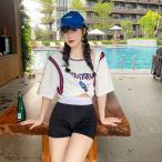 3点セット セパレート 学生水着 体型カバー ガールズ 水陸両用 半袖Tシャツ スポーツ ウォーターパーク 体型カバー 女 夏