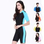 メンズ  レディース半袖    バックジッパー式 速乾 UV水着 潜水服 スイムウェア オールインワン 耐久性 保温性 UVカット 日焼け防止