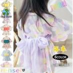 浴衣 子供 2点セット 韓国子供服 カジュアル キッズ 女の子 セパレート キャミワンピ リボン レトロ 花火 子供 浴衣 夏 90 100 110 120 130