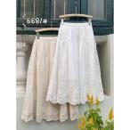 レーススカート 森ガール ペチコート ぺチスカート ロング フリル フリル付き コットン インナー ゆったり ナチュラル 綿 透け防止 透けない